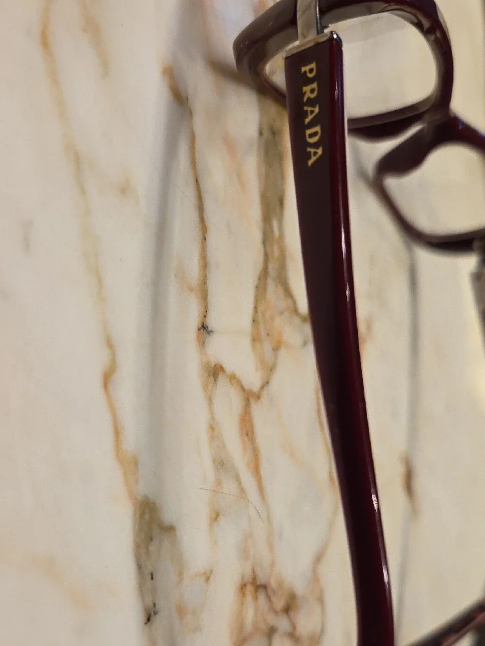 Designer Prada Burgundy Rectangular Eyeglass Frames